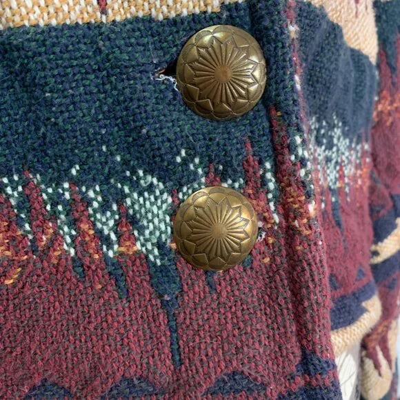 Vintage PACO SOLER Cropped Southwestern Jacket Button Woven Tapestry Womens Boho - Picture 3 of 5